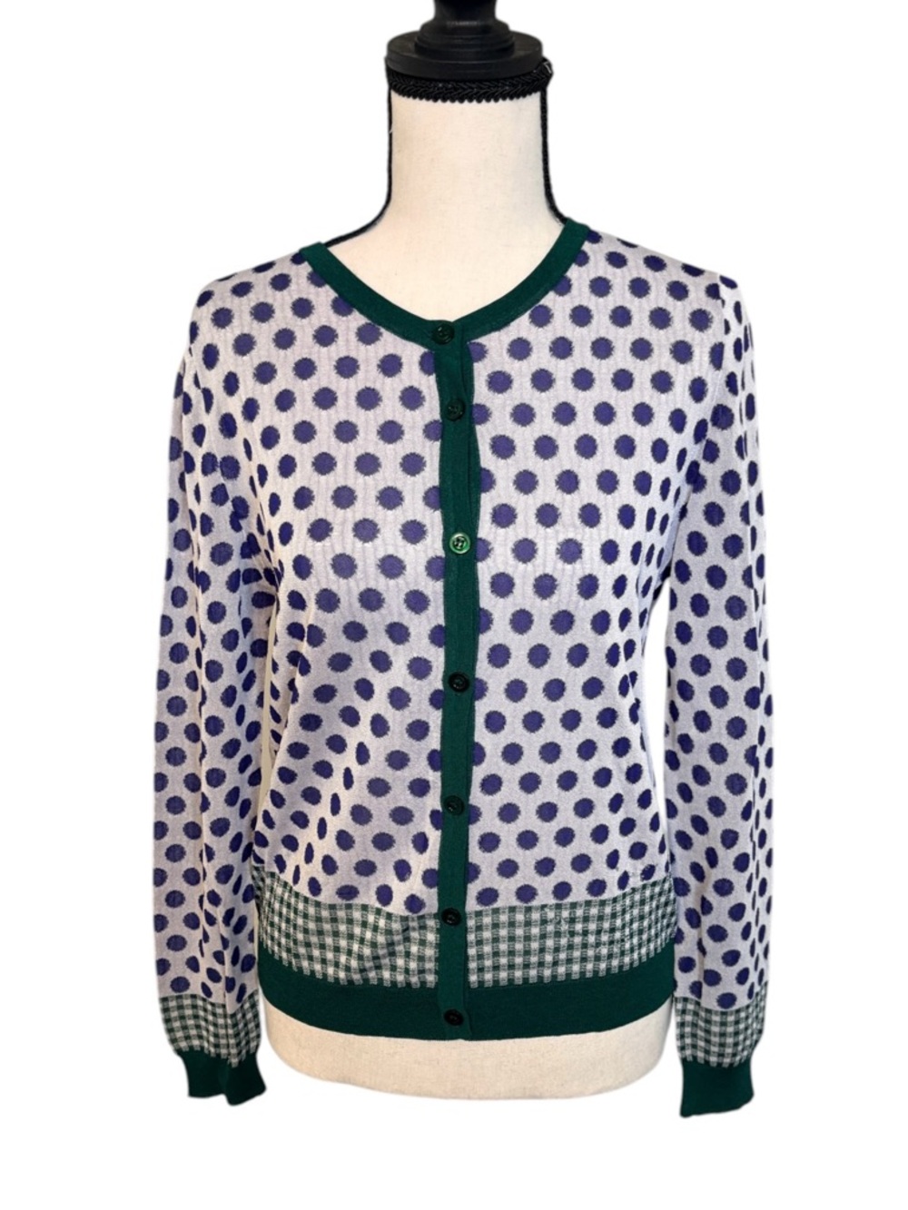 Moschino 30 Years Polka Dot Cardigan Sheer Knit Button Front S